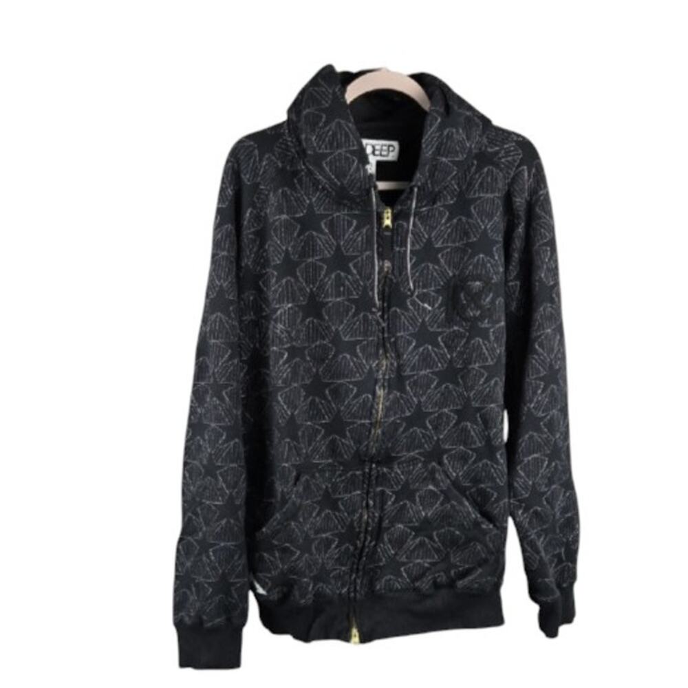 10.Deep Full Zip Hoodie Black Star Size 2XL - Picture 2 of 11